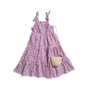 B TWEEN Cradle Pink Little Girls Poplin Maxi Dress With Purse